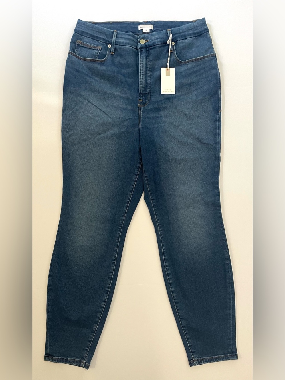 NWT Good American Good Waist High Rise Skinny Jeans Blue796 Size 16